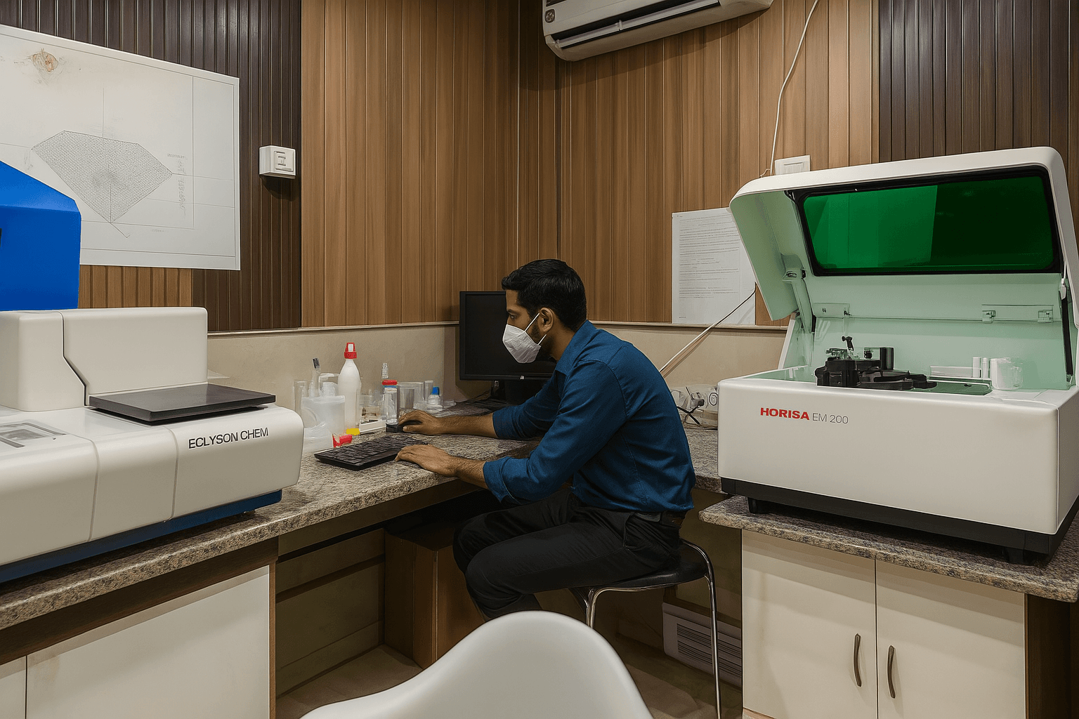 Laboratory with technician conducting tests